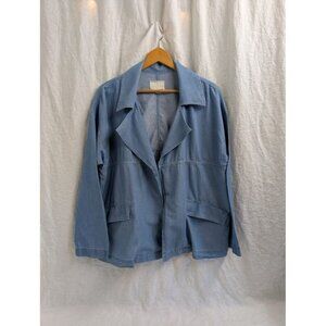 Caslon women's size Large collared denim shacket lightweight blue cotton